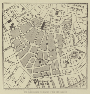 The Shading shows the Portion of the City destroyed (engraving)