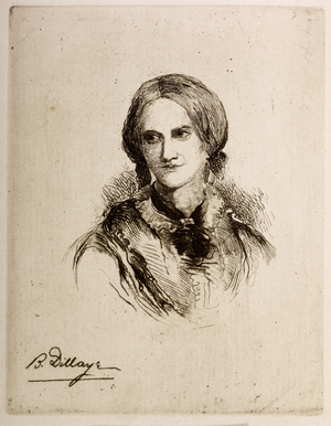 Portrait of Charlotte Bronte from the novel Jane Eyre.