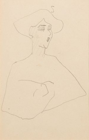 Head and bust of a woman in three-quarter view to the right, mouth open, 1905(pencil on paper)