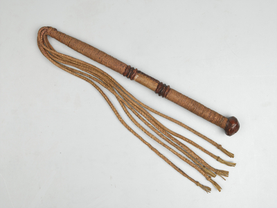 Stranded cord whip, c.1860 (wood & leather)