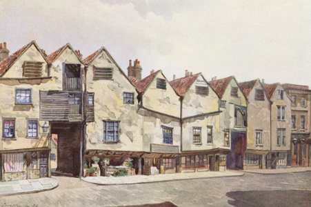 Lost London: Ancient Tenements in Bermondsey Street (colour litho)