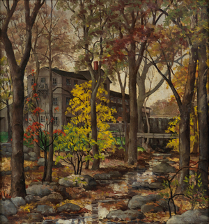 Home in the Forest, c.1950 (oil on panel)