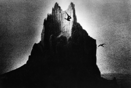 Mountain & Birds, Utah, USA (b/w photo)
