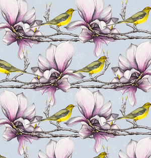 Magnolia and Yellow Wagtails, 2019 (watercolour, pen, ink)