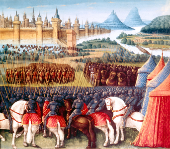 Siege of Antioch in Turkey during the 1st Crusade in 1098 , manuscript