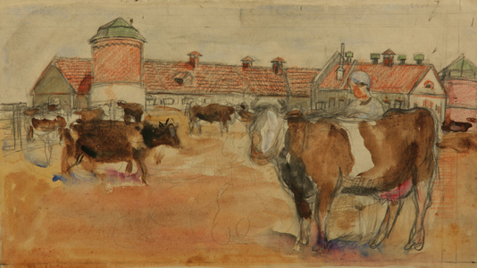 Cattle, design for a poster, 1930s (w/c on paper)