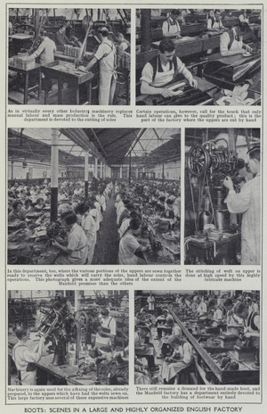 Boots, Scenes in a large and highly organized English factory (b/w photo)