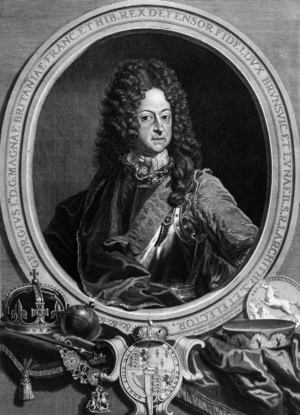 George 1er (1660-1727) king of England in 1714-1727, engraving by Picart, 1714