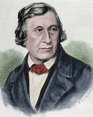 Wilhelm Grimm (1786-1859). German author. Portrait (colour engraving)