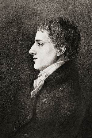 Charles Lamb aged 23, Penname Elia 1775-1834. English essayist, from  the drawing by Robert Hancock from the book The Life of Charles Lamb Volume I by E V Lucas published 1905.
