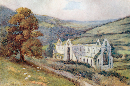 Tintern Abbey from the South-East (colour litho)