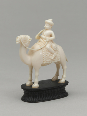 Black knight piece from a chess set, made in Berhampur, India, c.1820  (ivory)