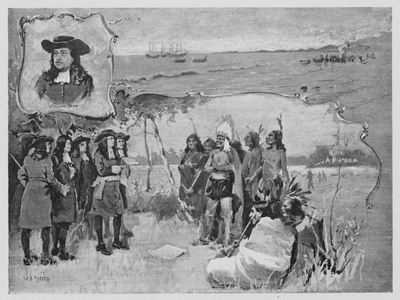 Founding of Pennsylvania by William Penn, in 1682 (litho)