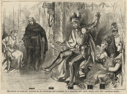 The ghost of Hamlet's father in an awkward predicament (engraving)
