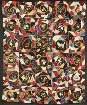 Crazy Quilt, Howard County, Pennsylvania, 1876-80 (cotton, silk, satin & velvet)