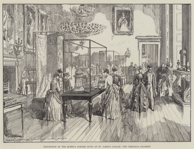 Exhibition of the Queen's Jubilee Gifts at St James's Palace, the Presence Chamber (engraving)