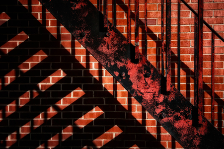 Fire escape on red wall, 2020 (digital photograph)
