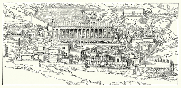 Delphi, ancient Greece (litho)