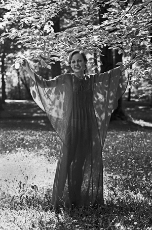 Archduchess Michaela of Habsburg at the garden, around 1985