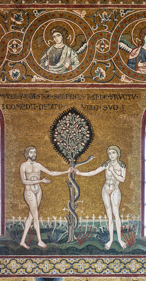 The original sin, Byzantine mosaic, Old Testament cycle-Earthly Paradise, XII-XIII sec (mosaic)