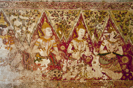 Thailand: Mural in the main viharn, Wat Yai Suwannaram, Phetchaburi