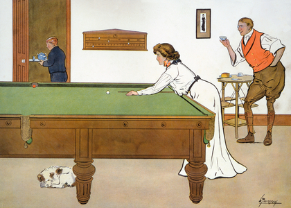 A Billiards Match (colour litho)