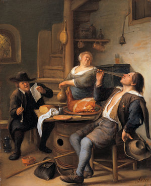 Peasants in an interior (oil on panel)