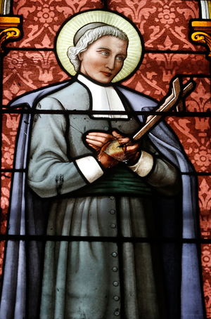 Saint Joseph Cathedral (Nha Tho Lon), Stained glass window, John Baptist de la Salle, Hanoi, Vietnam (photo)
