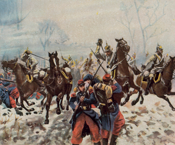German cuirassiers at Poupry, 2 December 1870 (enhanced colour litho)