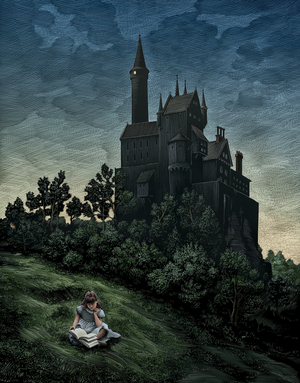 Grimm's Fairy Tales, 2009 (scratchboard, colourized digitally)