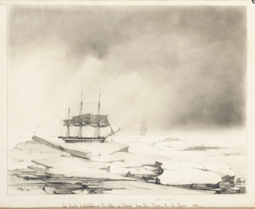 The Corvettes L'Astrolabe and La Zéleé in the ice, 6th February 1838 (pencil on paper)