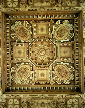 Cedar wood ceiling, Fugger-Castle, Kirchheim, Bavaria, Germany