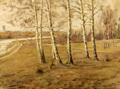Birch Trees in September, 1970 (watercolour on paper)