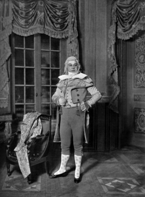 French comedian Felix Huguenet (1858-1926) as Barras in play "Pamela"in Paris, photo from french paper "Le Theatre" march 1898