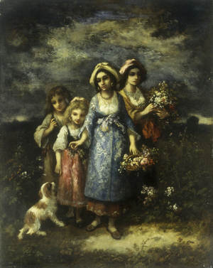 The Flower Gatherers, 1873 (oil on panel)
