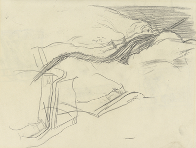 Sketch of the Gorge of the River Baroda, Lebanon, 1919 (pencil on paper)