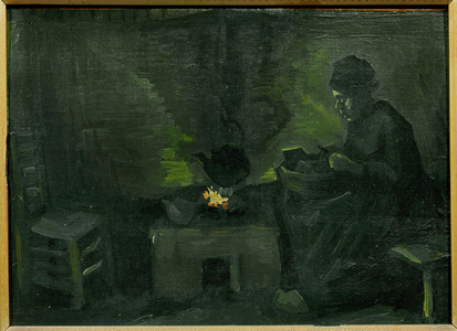 Paysanne pres de l'atre (painting on canvas)