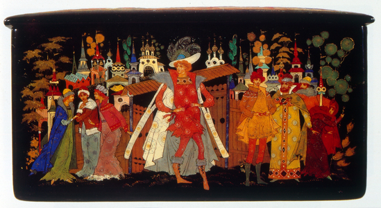 A Russian 'Palekh' lacquered box circa 1970 (lacquer)