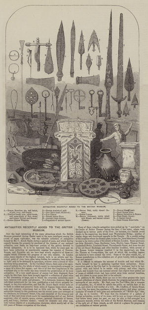 Antiquities recently added to the British Museum (engraving)