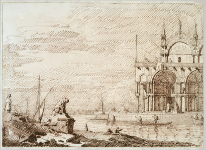 A capriccio with San Marco in the lagoon, c.1745 (pen & ink over pencil on paper)