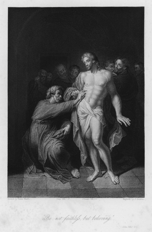 The Incredulity of St Thomas, John XX, 27 (engraving)