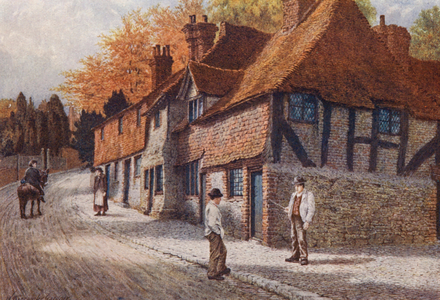 The Old Almshouses, Westerham (colour litho)
