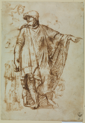 Soldier with Mantel (pen & ink on paper)