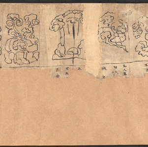 Chinese scroll map depicting the night sky seen from northern hemisphere. It is divided according to the stations of the planet Jupiter into 12 sections.