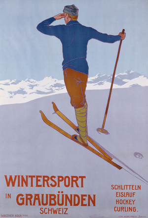 Wintersport in Graubunden, 1906 (lithograph)