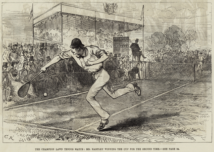 The Champion Lawn Tennis Match, Mr Hartley winning the Cup for the Second Time (engraving)