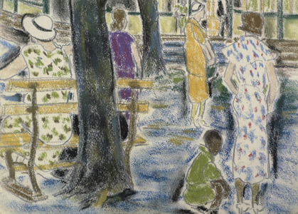 People Watching At The Park ca.1930 Ethel Ashton (1896-1975/American) Pastel on paper David David Gallery, Philadelphia
