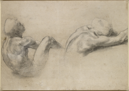 Recto: Two nude Studies, WA1846.210 (black chalk with white heightening and traces of blind stylus)