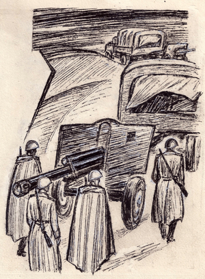 Illustration from "After the Calm" by Viktor Kamyanov, 1983 (gouache on paper)