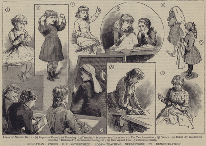 Education under the Government code - teaching needlework by instruction (litho)